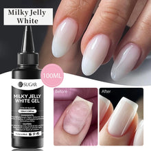 Load image into Gallery viewer, 100ml Jelly Pink Milky White Color Gel Refilled Base No Wipe Top Coat Reinforcement Gel Soak Off UV LED Varnis Manicure
