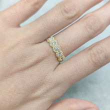 Load image into Gallery viewer, 925 Sterling Silver Round Moissanite Wedding Band Vintage Yellow Gold Moissanite Ring Stackable Band Delicate Ring
