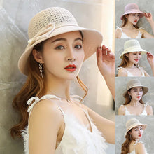 Load image into Gallery viewer, Summer Sun Protection Hat Ladies Panama Caps Women Straw Hat Sun Hats Wide Brim Beach Cap
