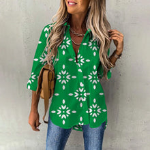 Load image into Gallery viewer, Spring Women&#39;s Blouse Long Sleeves Lucky Clover Printed Fashion Casual Button Down Shirts
