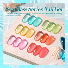 Load image into Gallery viewer, 10ml SeaGlass Jelly Transparent Nail Gel Polish Set 6 Bottles Crystal Pink Red Green Color Soak Off Gel Nail Polish
