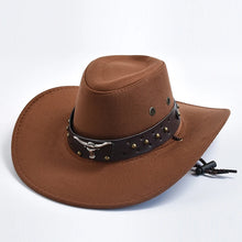 Load image into Gallery viewer, New Artificial Suede Western Cowboy Hats Vintage Big-edge Gentleman Cowgirl Jazz Hat Holidays Party Cosplay Hat
