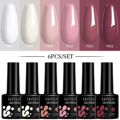 6Pcs/Set Macaron Color Gel Nail Polish Set Kit Spring 6 Colors UV LED Nail Art Gel Vernis Semi Permanent Base Top Coat - Shop & Buy