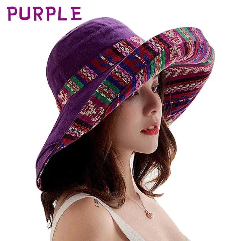 Women's Hat Bucket Hat Fashion All-match Four Seasons Big Brim Panama Basin cap Double-Sided Fisherman Hat - Shop & Buy