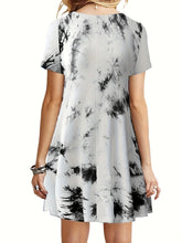 Load image into Gallery viewer, Plus Size Casual Dress, Women&#39;s Plus Tie Dye Short Sleeve Round Neck Slim Fit Dress
