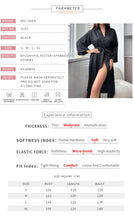 Load image into Gallery viewer, Sexy Women Mid Length Pajamas Nightrobe Home Clothing Black Waistband Hotel Bathrobes
