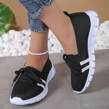 Load image into Gallery viewer, Mesh Knitted Striped Flats Shoes for Women Summer Lace Up Casual Sneakers
