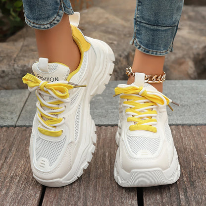 Chunky Platform Sneakers for Women Spring Fashion Thick Sole Vulcanized Shoes Woman Non Slip Breathable Sports Shoes Ladies