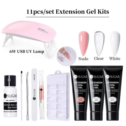 15ml Extension Gel Set Kits Semi Permanent Acrylic Hard Gel White Clear Nude Gel Nail Polish Nail Art Construction Gel - Shop & Buy