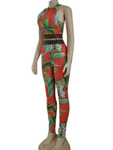 Load image into Gallery viewer, Sexy Print Leaves Skinny Two Pieces Pant Set New Women Sleeveless Tank Top And Leggings Suit
