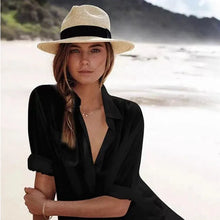 Load image into Gallery viewer, Large Size New Natural Panama Straw Hat Summer Men Women Wide Brim Beach UV Protection
