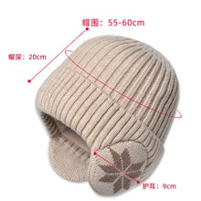 Load image into Gallery viewer, Winter Warm Knitted Woolen Hat Outdoor Ear Protection Plus Velvet Beanie For Women&#39;s Pullover Hats
