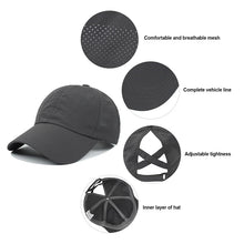 Load image into Gallery viewer, Summer Solid Color Baseball Caps Golf Wear Women Sport Leisure Cross Ponytail Hat Mesh Quick-Drying
