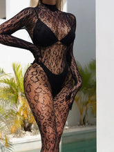 Load image into Gallery viewer, Sexy Lace See Through Bodysuit Long Sleeve Fishnet Jumpsuits Elastic Night Club Jump Suits
