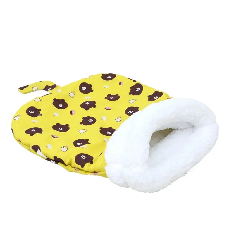 Cat Sleeping Bag Soft Cuddly Fluffy Feel Thickened Pet Pocket Type Quilt Bed Kitten Puppy Soft Comfortable Warm Nest Pet