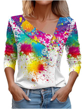 Load image into Gallery viewer, T Shirt For Women Fashion Long Sleeve Top White Floral Print Shirts And Blouses
