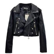 Load image into Gallery viewer, New Spring Autumn Leather Jacket Women Short Fashion Motorcycle Small Coat Slim
