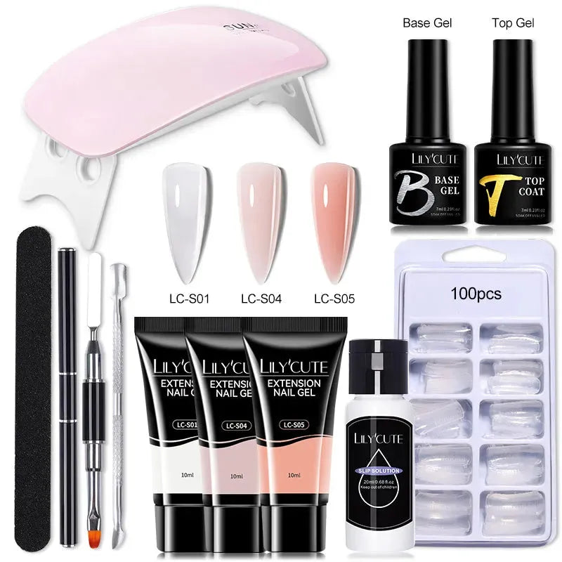 10ML Extension Nail Gel Set Manicure Set With 6W UV Lamp Finger Extend Mold Nail Kit Nail Art Quick Extension Tool Kit - Shop & Buy