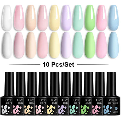 10Pcs/Set Nail Gel Polish Pink Glitter Scheme Popular Spring Colors Semi Permanent Soak Off UV LED Nail Art Gel Kit - Shop & Buy