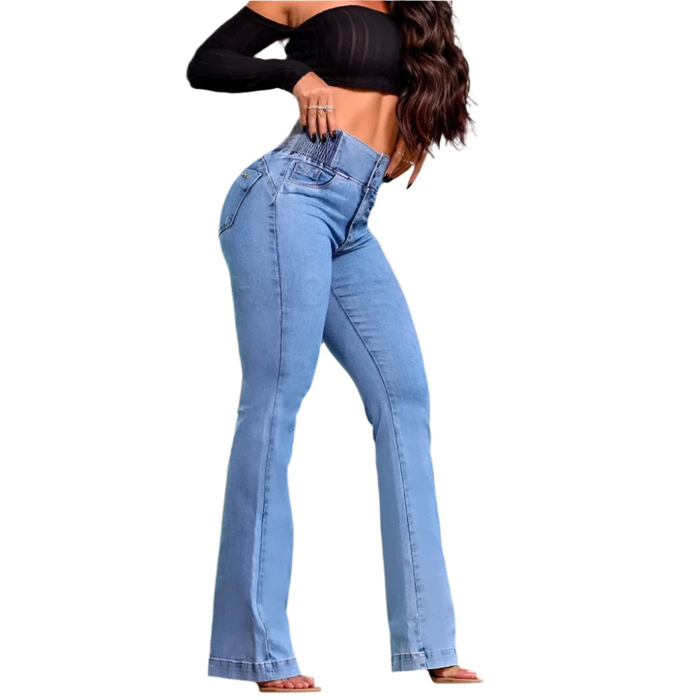 Fashion Straight Elastic Jeans Women Mid Waist Skinny Denim Pants Y2K Trousers Shaping Butt Lift Slim-fit Jeans