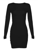 Load image into Gallery viewer, Sexy Back Open Backless Elastic Slim Bodycon Dress Women Long Sleeves Girdling Waist Skinny Dress
