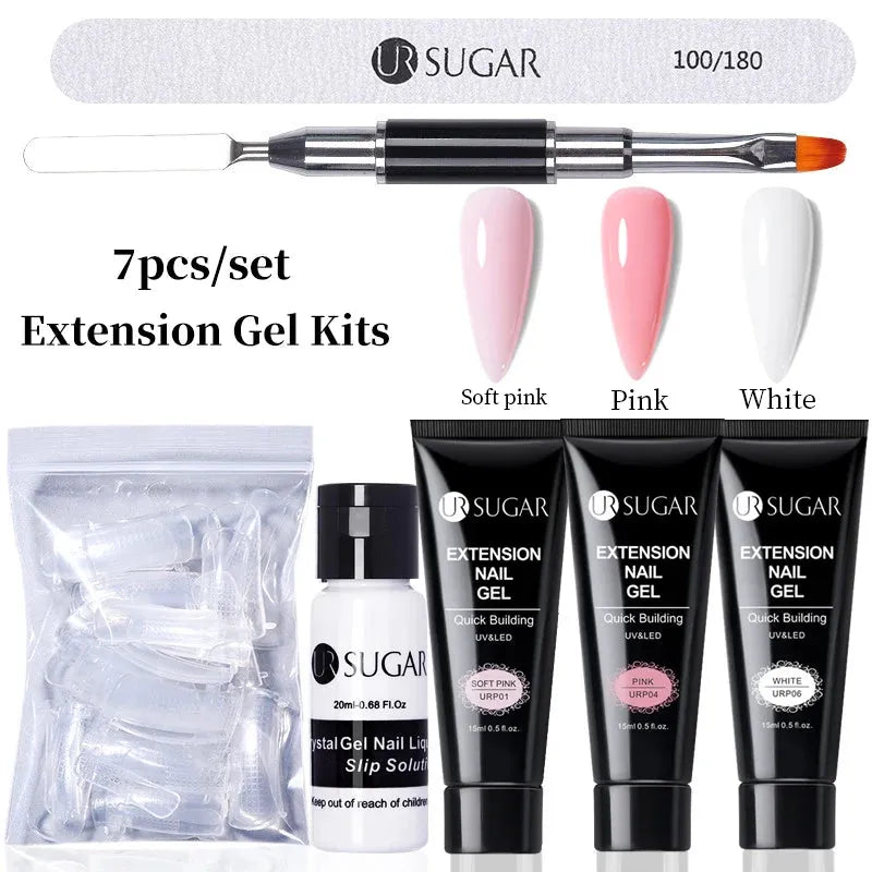 15ml Extension Gel Set Kits Semi Permanent Acrylic Hard Gel White Clear Nude Gel Nail Polish Nail Art Construction Gel - Shop & Buy