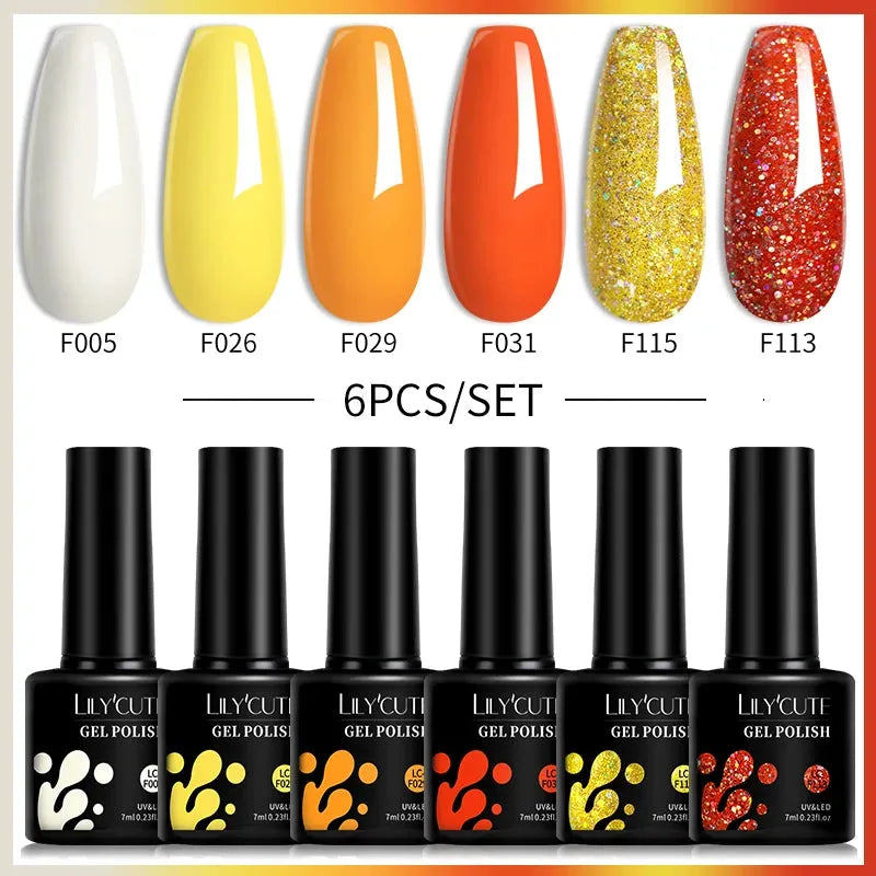 6Pcs/Set Fluorescent Neon Colors Gel Nail Polish Set Vernis Semi Permanent Soak Off UV Nail Art Gel for Home Nails DIY - Shop & Buy