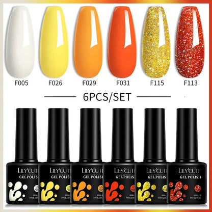 6Pcs/Set Fluorescent Neon Colors Gel Nail Polish Set Vernis Semi Permanent Soak Off UV Nail Art Gel for Home Nails DIY - Shop & Buy