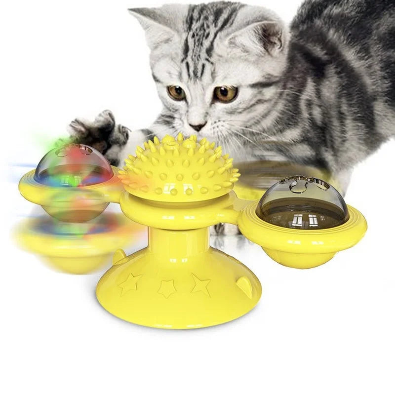 Cat Toy Interactive Pet Toys for Cats Puzzle Cat Game Toy With Whirligig Turntable for Kitten Brush Teeth Pet Supplies