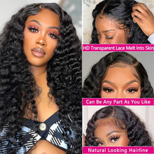 Load image into Gallery viewer, 180% Density Deep Wave 13X4 Transparent Lace Frontal Wigs Human Hair Brazilian Remy Wave Hair
