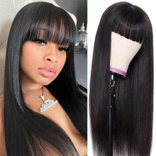 Load image into Gallery viewer, Straight Wigs with Bangs Human Hair Wigs for Black Women
