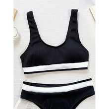 Load image into Gallery viewer, Splicing Ribbed High Cut Female Swimsuit High Waist Bikini Women Swimwear Two-pieces Bikini set Bather Bathing Suit
