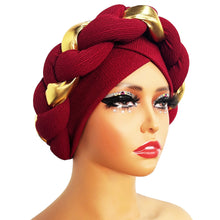 Load image into Gallery viewer, African Turban Cap Headdress Women&#39;s Pleated Hat Hair Accessories Arab Wrapped Muslim Hijab
