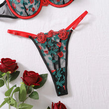 Load image into Gallery viewer, Sheer Sensual Bra&amp;Briefs Sets Fashion Embroidery Mesh Underwear Suits Women Floral Sexy Lingerie Two Pieces Sets
