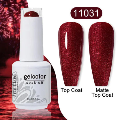 Cherry Red Color Gel Nail Polish Semi Permanent Gel Varnishes For Christmas Nail Art Design Glass Bottle Top Colorcard - Shop & Buy