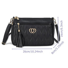 Load image into Gallery viewer, PU Crossbody Bags Double Zipper New Fashion Shoulder Bag for Women Large Capacity Tassel Decoration Heart-shaped Hardware
