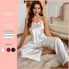 Load image into Gallery viewer, Women Sexy Satin Pijamas Set Lingerie Sleepwear Silk Saitn Nightwear Sleeveless Pajamas Set Home Wear
