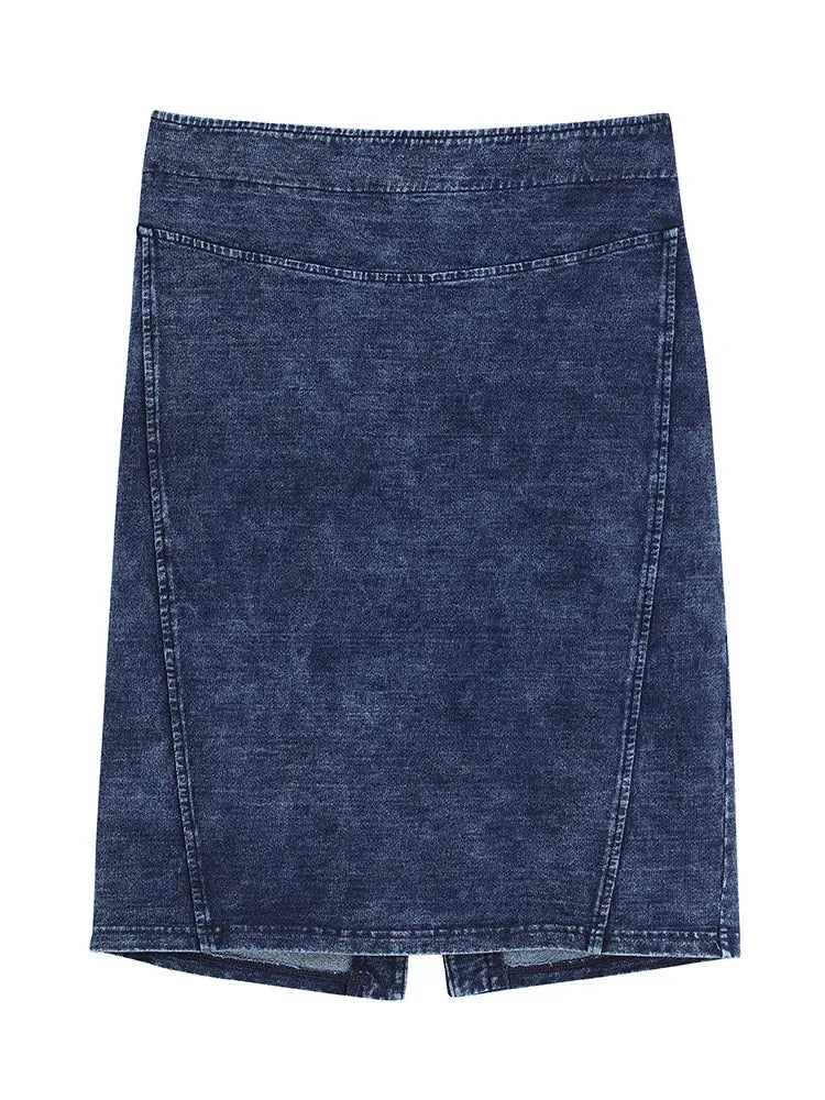 Women's Plus Size Denim Skirt Autumn Chic Elegant Skirt For Chubby Women Knitted Cotton Skirt - Shop & Buy