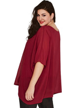 Load image into Gallery viewer, Womens Plus Size Elegant Summer Blouse Batwing Sleeve Oversized Chiffon Blouse Scoop Neck Large Size
