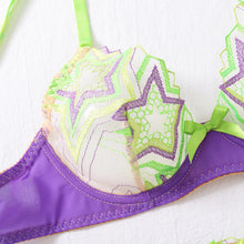 Load image into Gallery viewer, Neon Sexy Erotic Lingerie Fantasy Delicate Onlyfans Kit Five-Pointed Star Embroidery Transparent Foul Underwear
