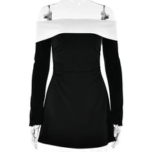 Load image into Gallery viewer, Sexy Patchwork Strapless Mini Dress Ladies Off The Shoulder Long Sleeve Dress Women Fashion Backless Short Dress
