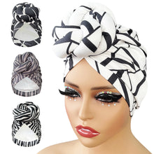 Load image into Gallery viewer, New Pre-Made Knotted Head Wrap Fashion Head Cap For Women Luxury Party Headdress Women 3D Flower Cross Turban Hat
