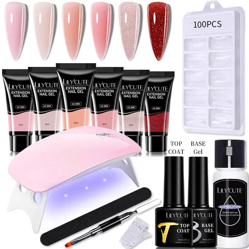 10ML Extension Nail Gel Set Manicure Set With 6W UV Lamp Finger Extend Mold Nail Kit Nail Art Quick Extension Tool Kit - Shop & Buy