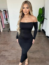 Load image into Gallery viewer, Sexy Off the Shoulder Slash Neck Party Dress Women Clothing Night Club Backless Ruched Bodycon Dresses
