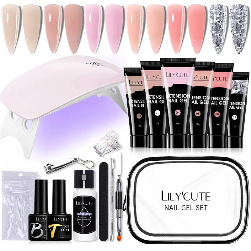 15ml Nail Extension Gel Set With UV Lamp Full Manicure Set Slip Solution Nail Art Quick Extension Gel Tool Set - Shop & Buy