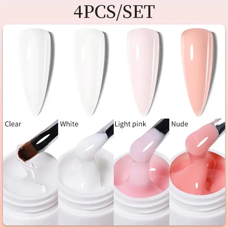 4PCs/Set Nail Extension UV Nail Gels Set Clear Nude Semi-permanent Quick Extension Set Nail Art Acrylic Gel Polish - Shop & Buy