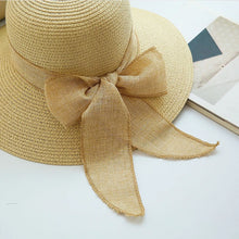 Load image into Gallery viewer, New Summer Sunscreen Hat Bowknot Straw Hat for Women Fashion Wide Brim Sunhat Beach Cap
