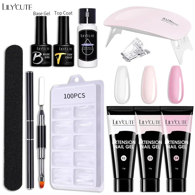 15ml Nail Extension Gel Set With UV Lamp Full Manicure Set Slip Solution Nail Art Quick Extension Gel Tool Set - Shop & Buy