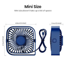 Load image into Gallery viewer, Mini Portable Fan,USB Desk Fan Table,Quiet 3 Speed Wind Personal Fan 360°Rotatable Head Standing Fans
