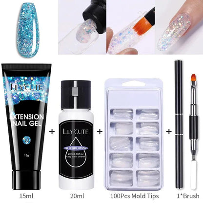 Extension Gel Nail Polish Kit Quick Extension Manicure Gel Set Finger Extend Mold Nail Brush Nail Art Tool Set Supplies - Shop & Buy